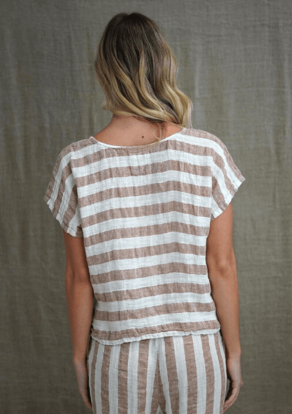 Carina Mesh Linen Top - Antique Rust