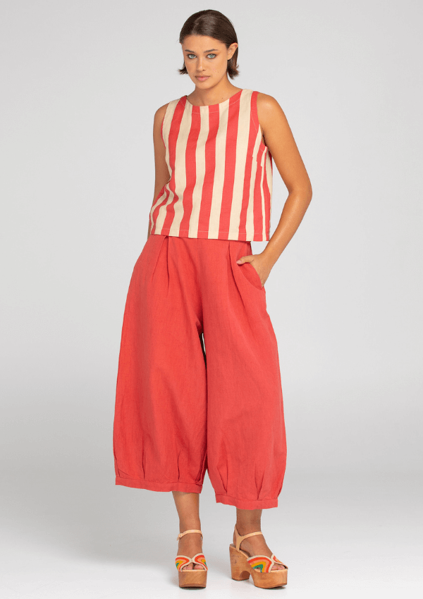 Stripe linen tank - Boom Shankar