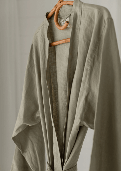 sage linen kimono gown - Linen label 