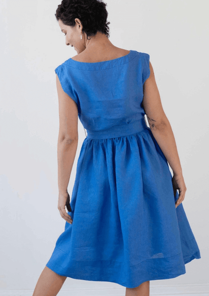 Blue linen dress - Lazy Bones Australia