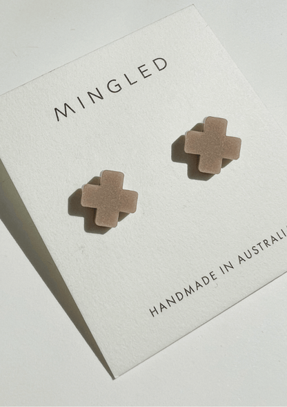 small beige earrings modern - Mingled