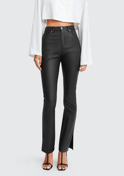 Flare eco leather pant - Belle & Bloom 