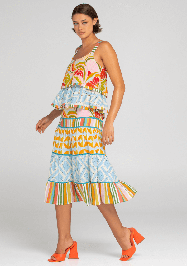 Tiered maxi skirt in colourful print - Mira Skirt - Boom Shankar