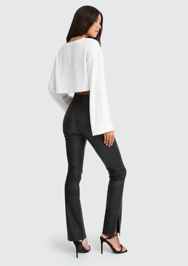 Flare eco leather pant - Belle & Bloom 