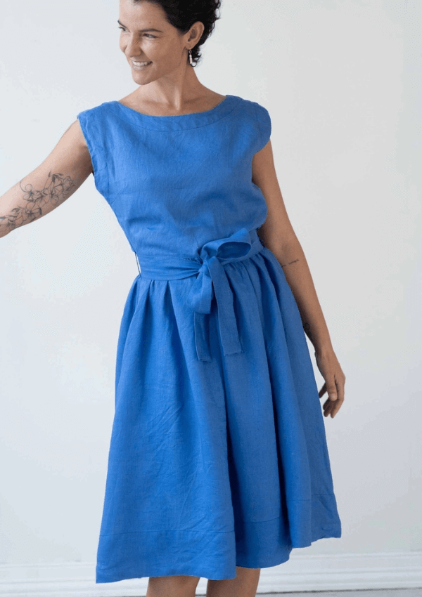 Blue linen dress - Lazy Bones Australia