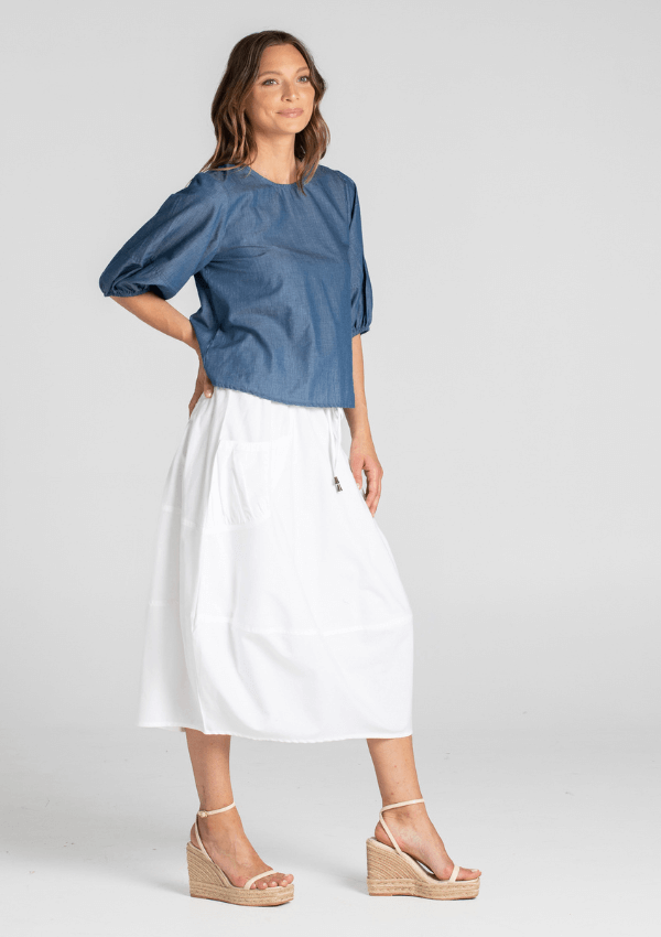 White cotton summer skirt - Boom Shankar