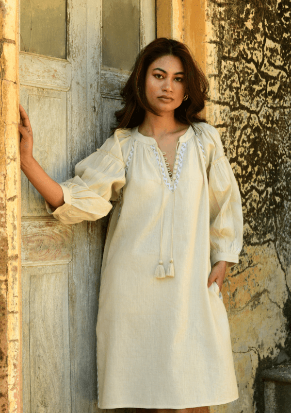 Shift dress in linen - Azure and Indigo 