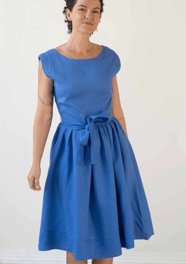 Blue linen dress - Lazy Bones Australia