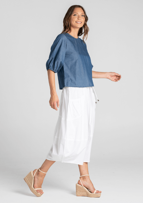 White cotton summer skirt - Boom Shankar