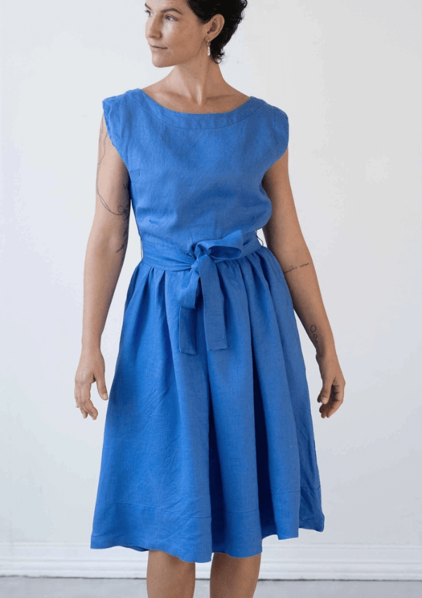 Blue linen dress - Lazy Bones Australia