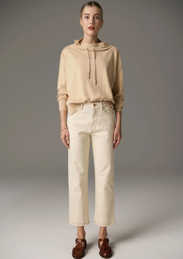 Straight leg stretch jeans in Ivory - POL Clothing 