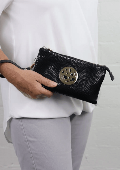 Shiny Black Clutch - Willow and Zac