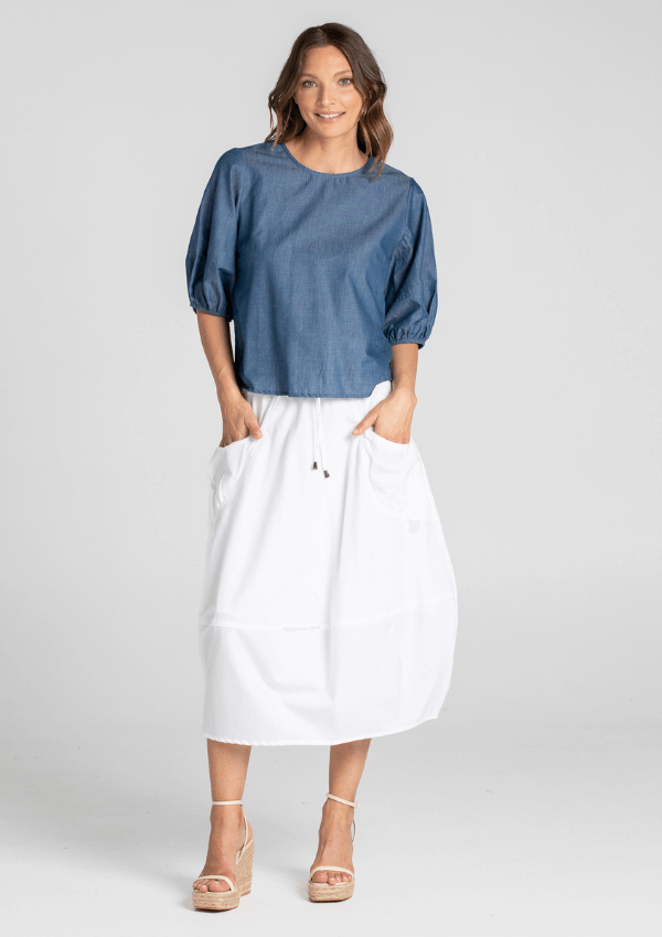 White cotton summer skirt - Boom Shankar