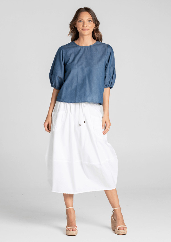 White cotton summer skirt - Boom Shankar