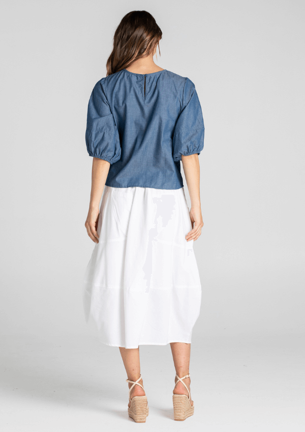 White cotton summer skirt - Boom Shankar