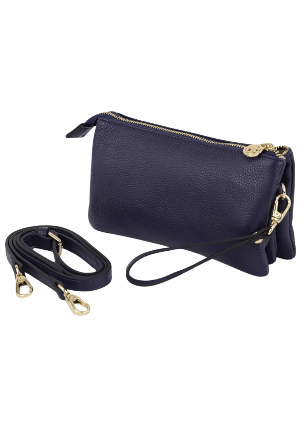 Clutch bag in navy with strap - Willow and Zac