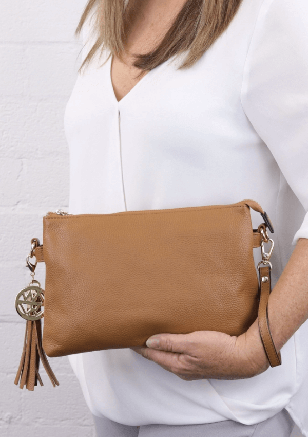 Clutch and cross body bag - caramel - Willow & Zac