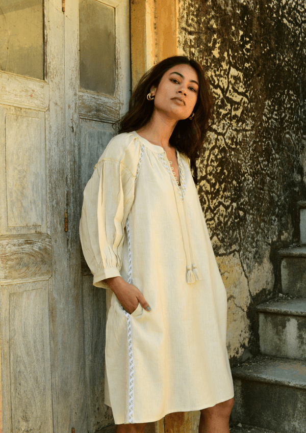 Shift dress in linen - Azure and Indigo 