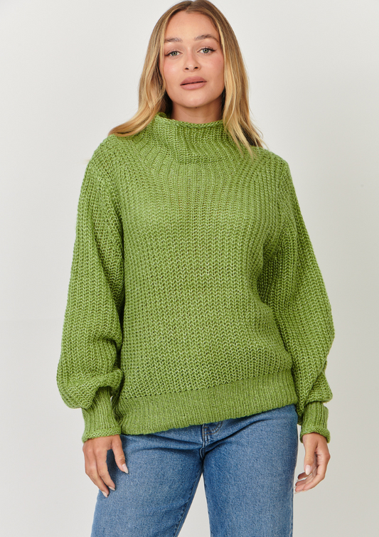 Chunky knit jumper in apple green - O & J