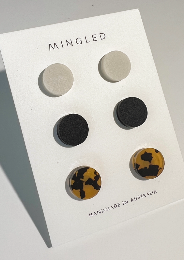 3 pack of stud earrings - Mingled