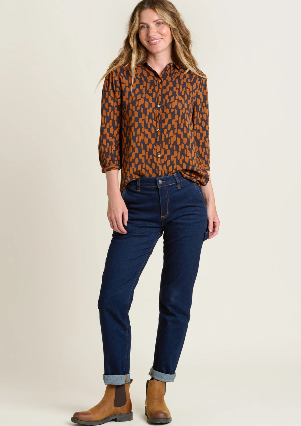 Spice and Navy print blouse - Brakeburn 