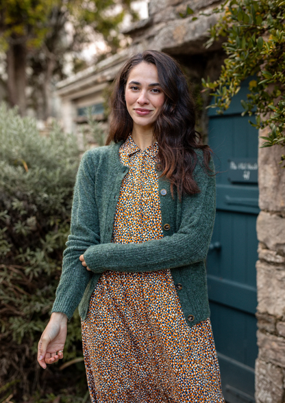 Green button through cardi for women - Brakeburn 