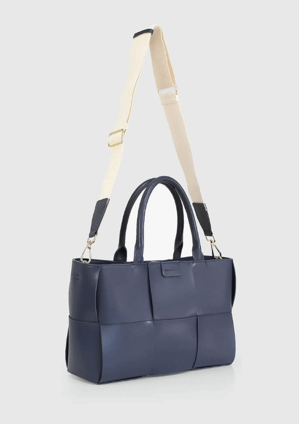 Navy Blue leather bag - Belle & Bloom