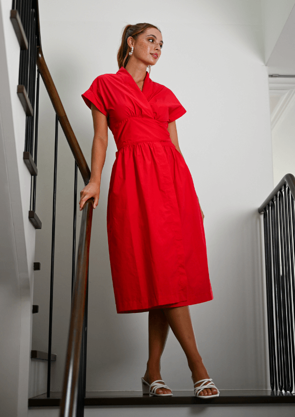 Occassion wrap dress in red - Wyatt Wylde 