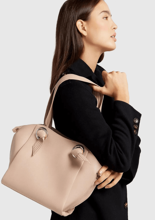 Neutral leather handbag - Belle & Bloom