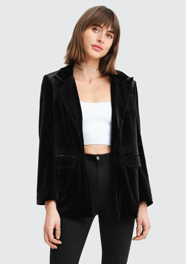 Relaxed fit women's velvet blazer - Belle & Bloom 