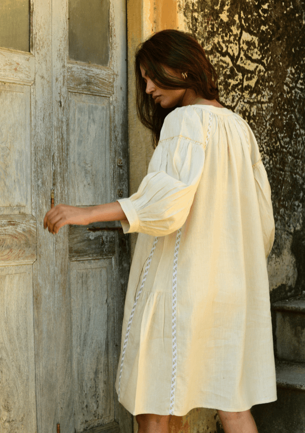 Shift dress in linen - Azure and Indigo 