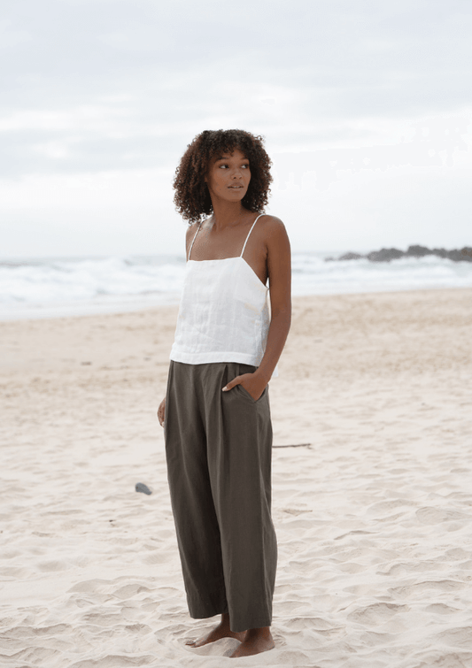 Ivy Khaki Linen Pant