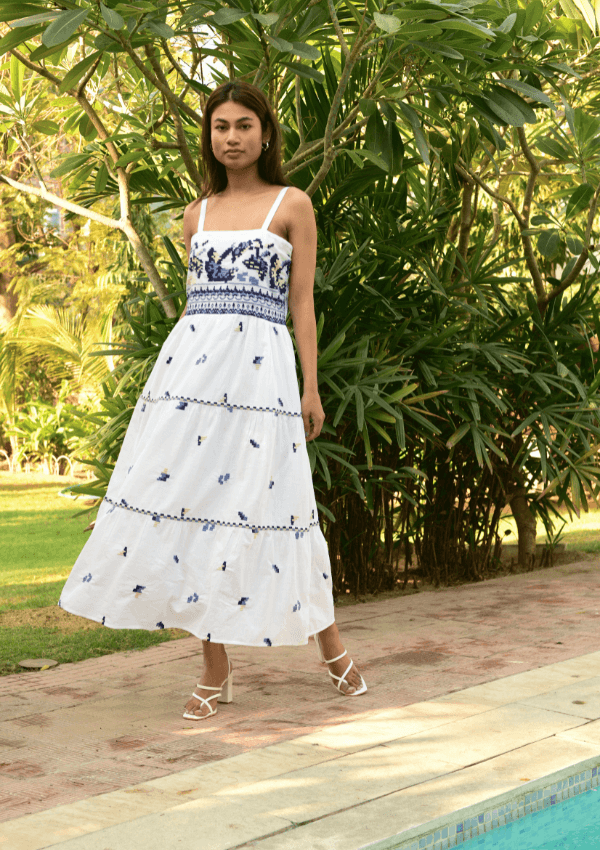 Embroidered resort wear - Azure and Indigo