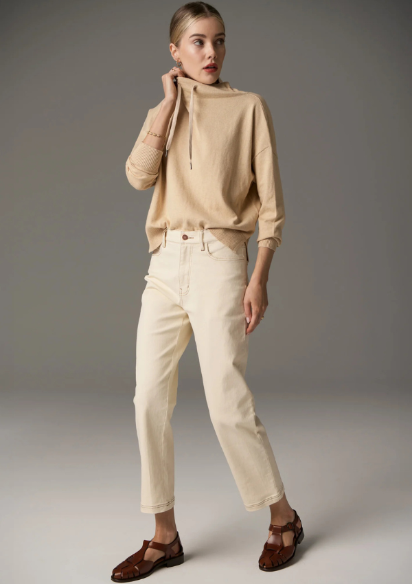 Straight leg stretch jeans in Ivory - POL Clothing 