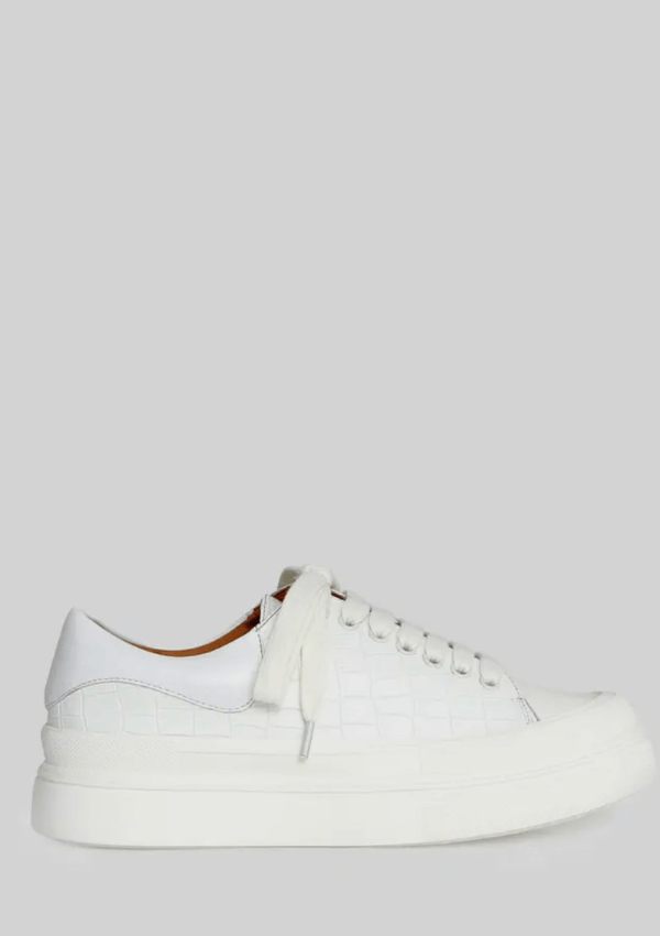 White Croc embossed leather sneaker - Belle & Bloom