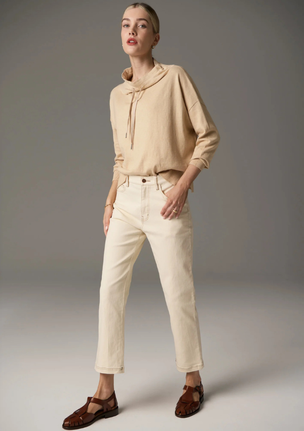 Straight leg stretch jeans in Ivory - POL Clothing 
