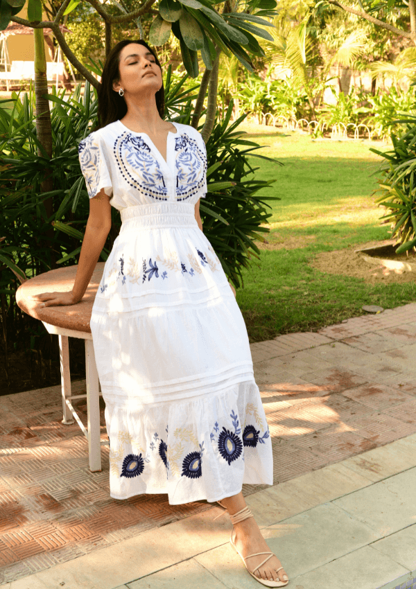 Embroidered dresses for summer - Azure and Indigo 