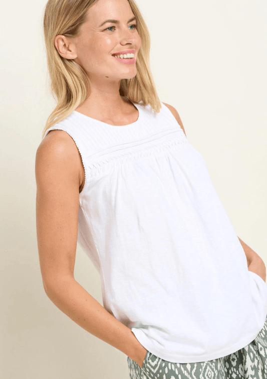 White tank top with embroidery - Hazel Vest - Brakeburn 