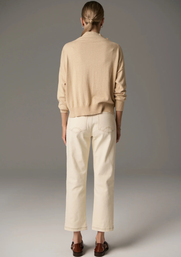 Straight leg stretch jeans in Ivory - POL Clothing 