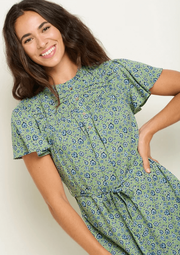 Green print dress - Elsie Dress - Brakeburn