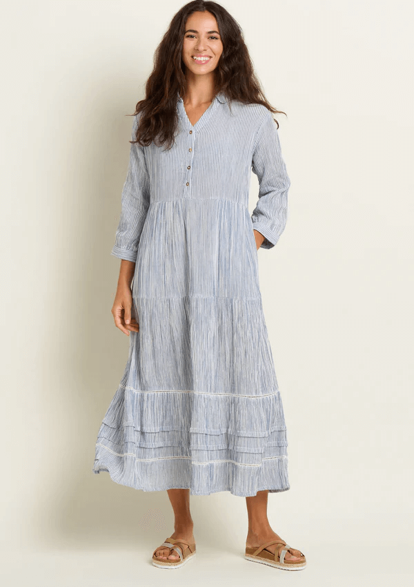 Maxi Dress in crinkle cotton - Brakeburn