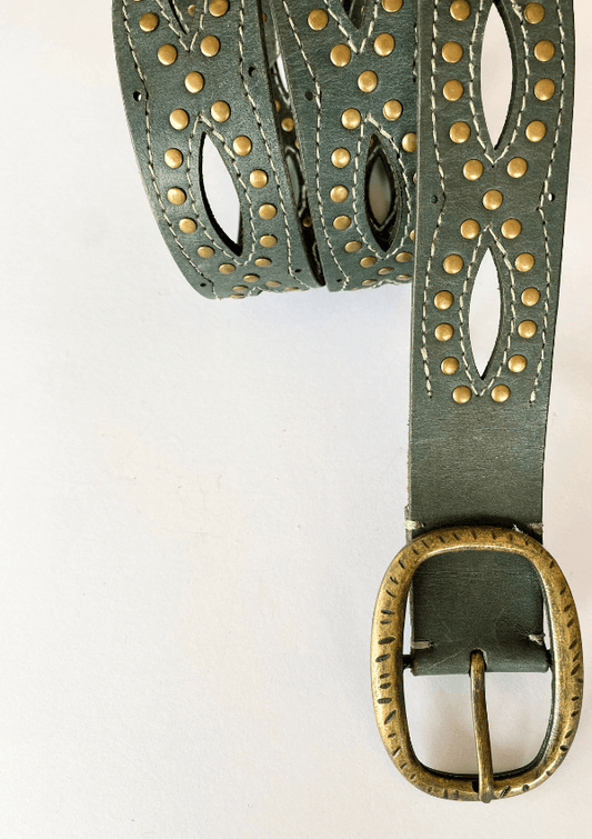 blue leather belt - Art n Vintage