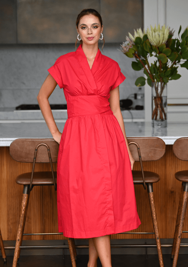 Occassion wrap dress in red - Wyatt Wylde 