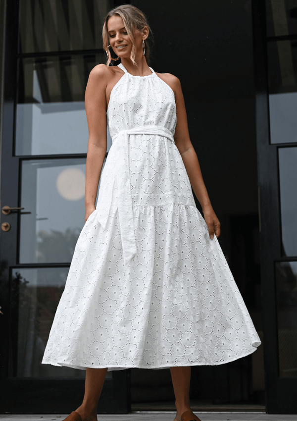 White Cotton Lace Summer Dress - Wyatt Wylde