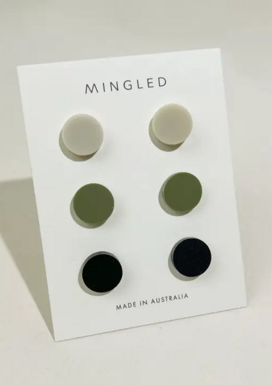 Acrylic Button Earrings - Mingled - As You Are. Lifestyle 