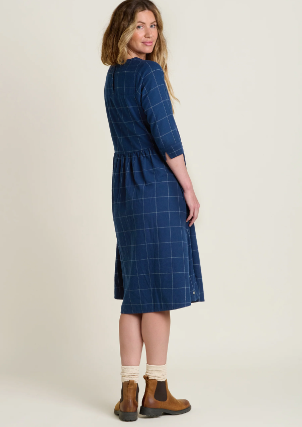 Navy winter dress in flannel cotton - Brakeburn 