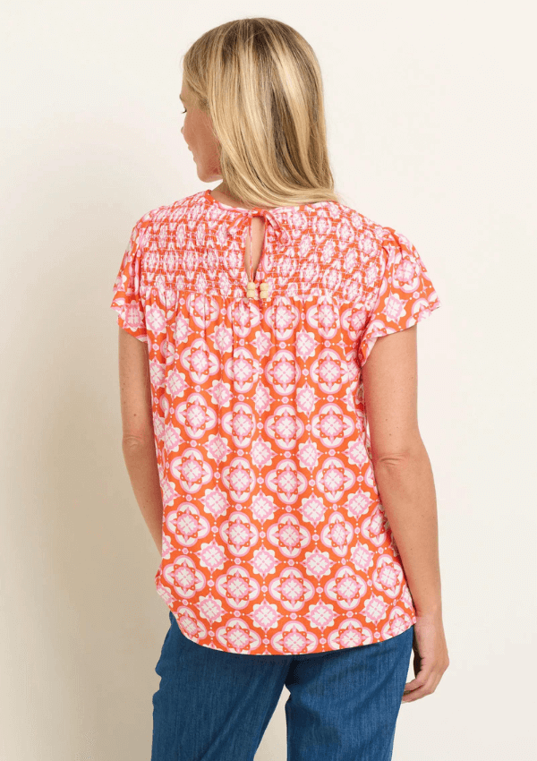 Shirring detail blouse - Moroccan Tile Blouse - Brakeburn