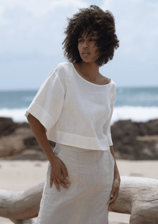 Maya Ivory Linen Top