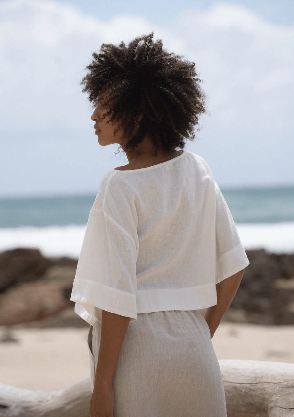 Maya Ivory Linen Top