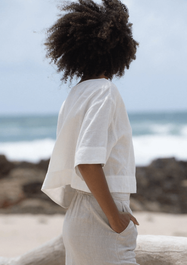 Maya Ivory Linen Top